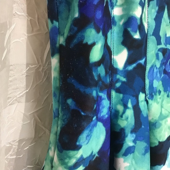 Vince Camuto Blue Green Black Floral Print Sleeveless Fit & Flare Dress, Size 10 - Picture 12 of 12